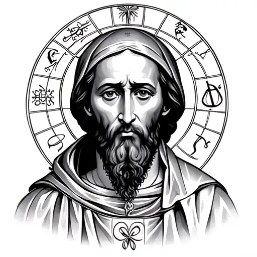 saint francis of assisi with libra zodiac sign tattoo design idea