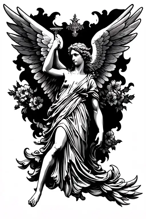 winged victory tattoo design idea