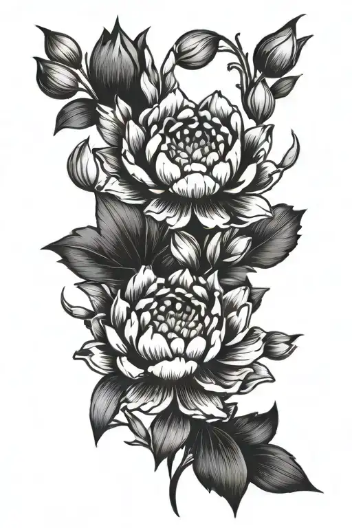 peony lotus and crocus tattoo design combining elements tattoo design idea