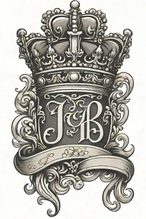 J P S initials In cursive with a kings crown on top  tattoo design idea