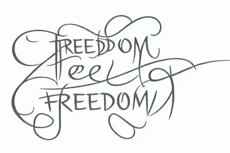 the inscription "freedom" in a minimalist style in a regular font tattoo design idea