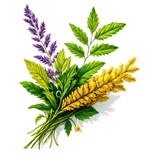 bunch of fresh herbs intertwined tattoo design idea