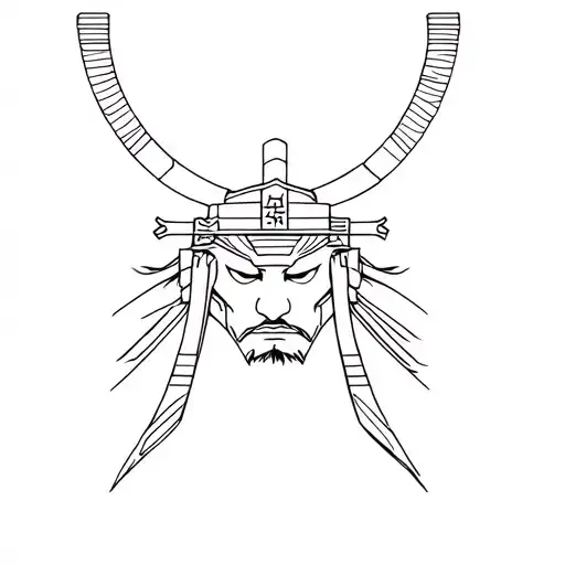 Samurai head tattoo design idea