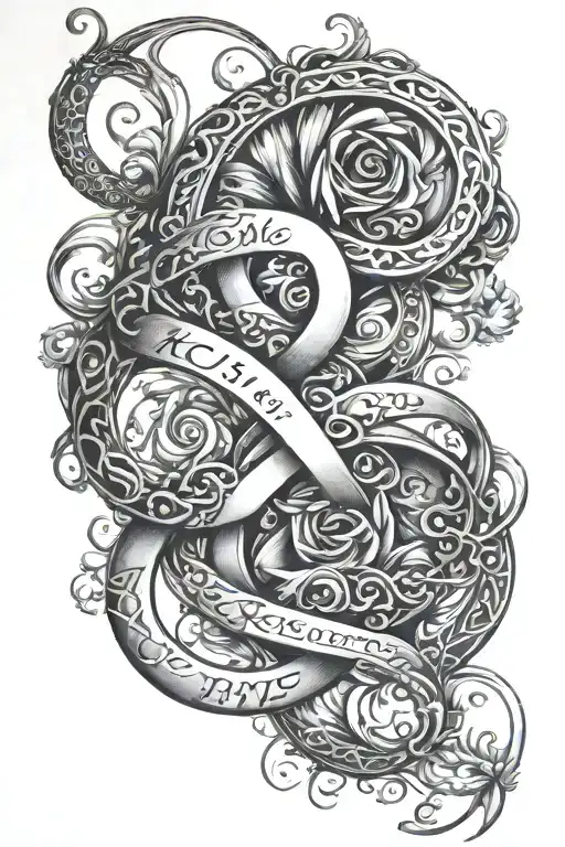 infinity with names stephanie michael richie tattoo design idea
