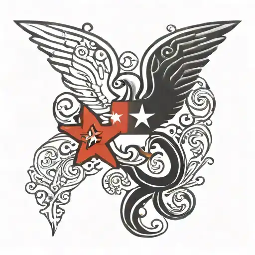 chile flag with angel tattoo design idea