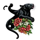 panther climbing tattoo design idea