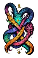 "Intertwined forever" marching capricorn and cancer intertwined friend tattoo wiccan  tattoo design idea