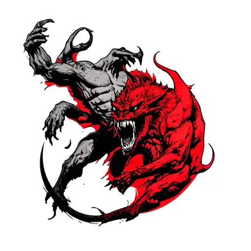 decal for tatuade sao miguel arcanjo killing the demon in a realistic way with colors just to enhance the reds tattoo design idea