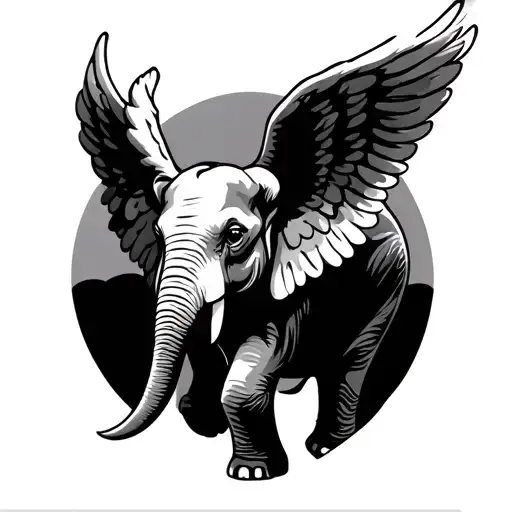 Elephant With Angel Wings tattoo design idea