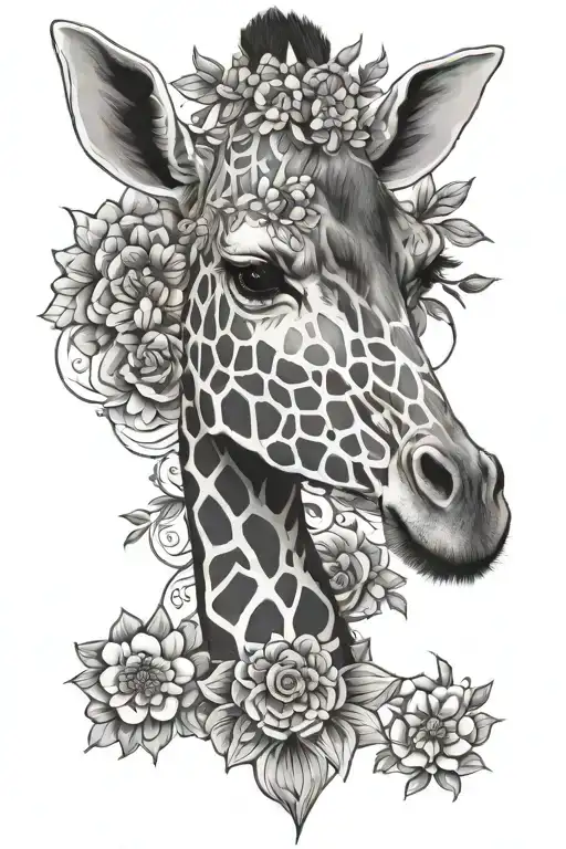 giraffe mandala flower tattoo design idea
