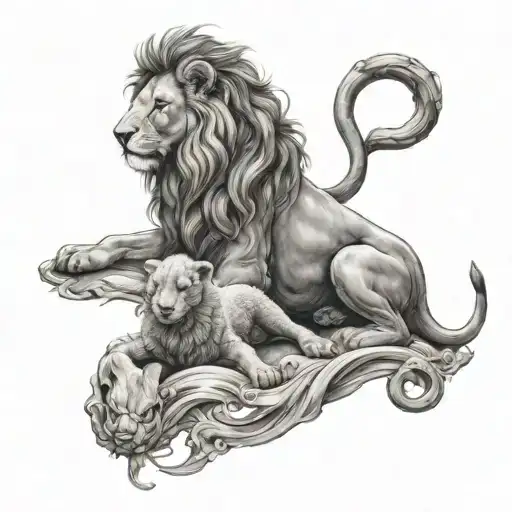 spiritual battle lion lamb tattoo design idea