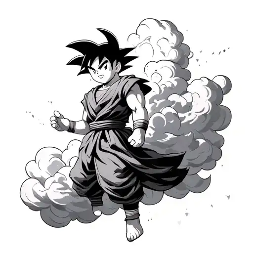 kid goku on nimbus cloud tattoo design idea