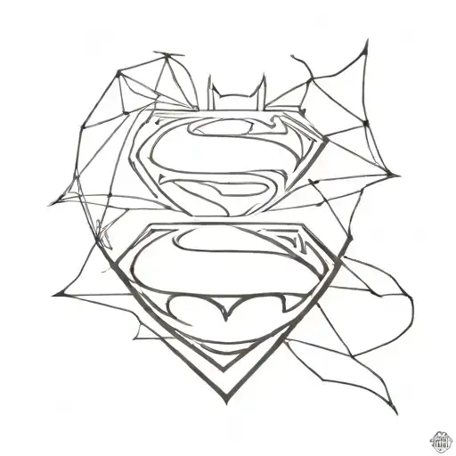 batman and superman symbol intertwined and made entirely of intricate tattoo design idea
