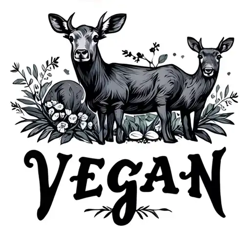 Vegan logo with animals tattoo design idea