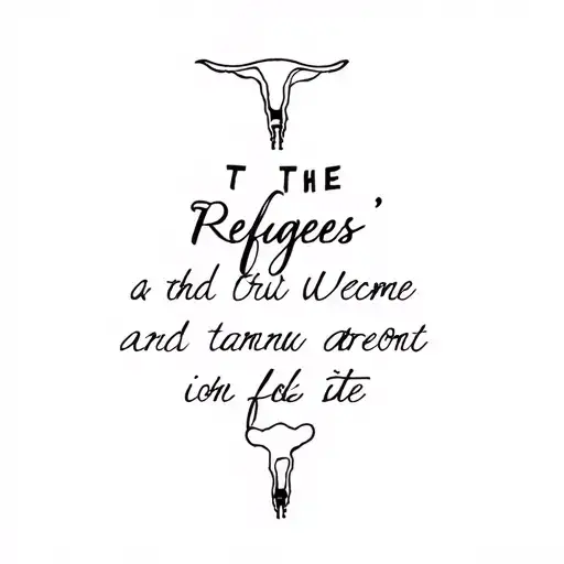 "Refugees Welcome" Uterus tattoo with text inside tattoo design idea