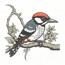 woodpecker pecking tattoo design idea