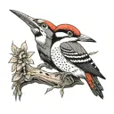 woodpecker pecking tattoo design idea