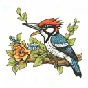 woodpecker pecking tattoo design idea