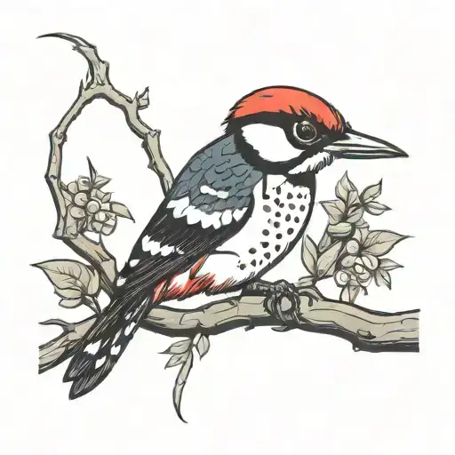 woodpecker pecking tattoo design idea