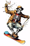 skeleton snowboarding jump air tattoo design idea