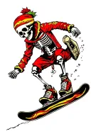 skeleton snowboarding jump air tattoo design idea