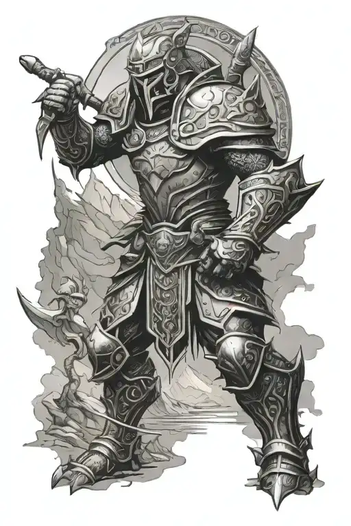 karna armour design tatto mountain scence tattoo design idea