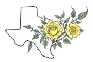 texas wildflower on vines with yellow rose in middle for lower back tattoo design idea