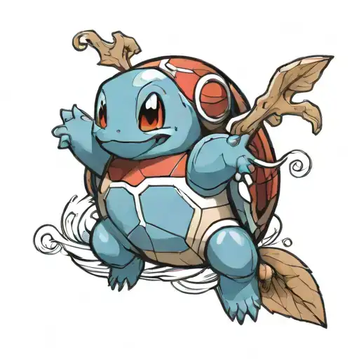 a pokeball with squirtle coming out  tattoo design idea