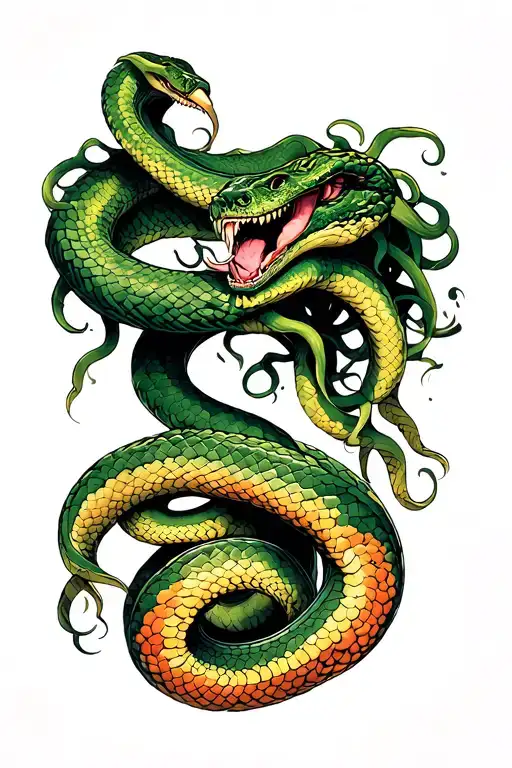 medusa greek mythology big snake fingers to face  tattoo design idea