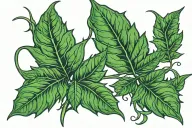 weed leaf morphing tattoo design idea