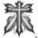 A small, simple cross with rays of light comin’ out from behind it, symbolizing faith and divine guidance tattoo design idea