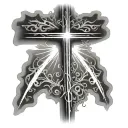 A small, simple cross with rays of light comin’ out from behind it, symbolizing faith and divine guidance tattoo design idea