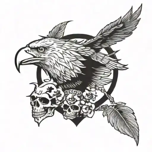 eagle + skull + wolves tattoo design idea