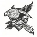 eagle + skull + wolves tattoo design idea