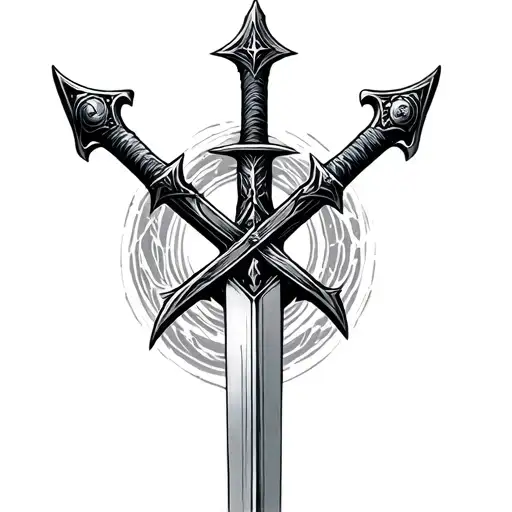 Jesus Iron sword intertwined tattoo design idea