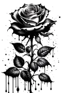 rose with ink splatter and ink dripping  tattoo design idea