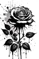 rose with ink splatter and ink dripping  tattoo design idea