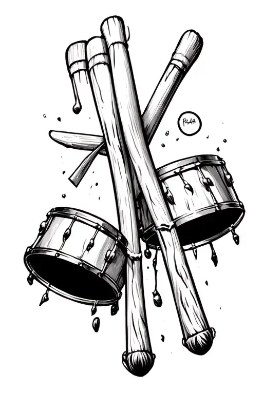 drumsticks with rip dad tattoo design idea