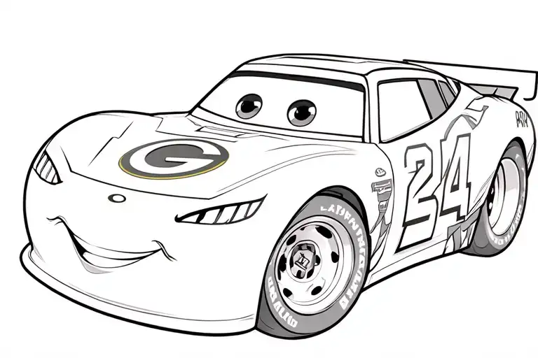 lightning McQueen with Green Bay packers 24 jersey design tattoo design idea