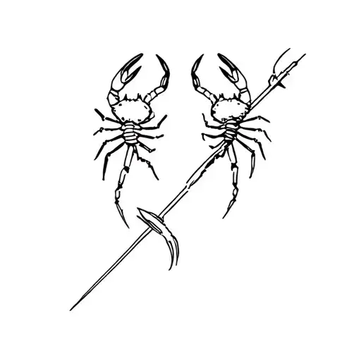 two crabs cancer on a skewer espeto tattoo design idea