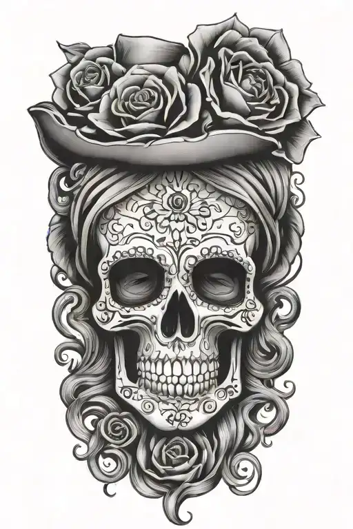 skull mexican catrina tattoo design idea