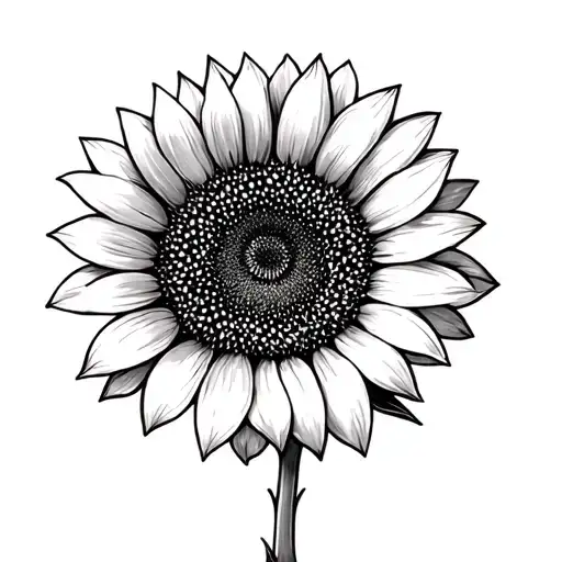 I want a sunflower traditional and realism black and white tattoo design idea