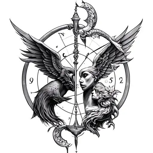 Libra And Sagittarius Combined tattoo design idea