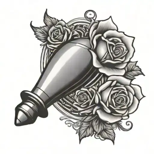 Bowling Pin and Rose tattoo design idea