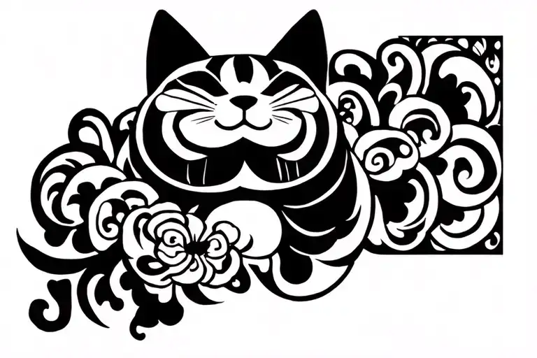 Yakuza Lucky Cat Daruma tattoo design idea