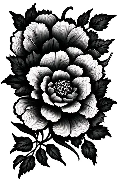 7 petal mandala overlayed with carnation flowers with a grasshopper  tattoo design idea