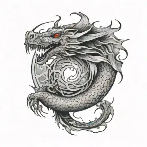 ouroboros dragon wrapped tattoo design idea