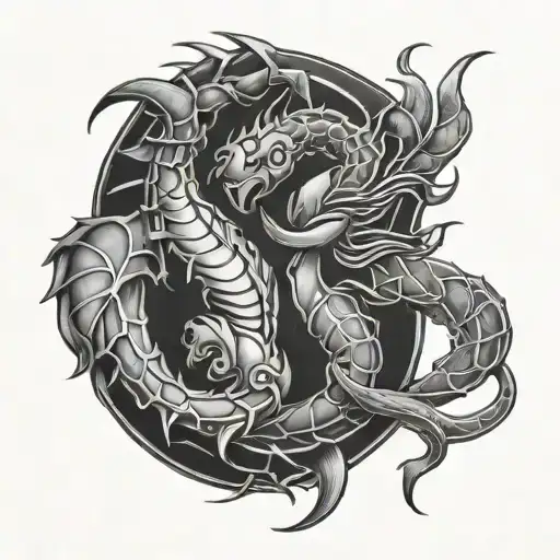 scorpio, aquarius zodiac and love tattoo design idea