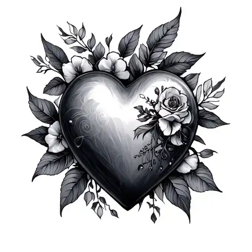 Heart and trebol tattoo design idea