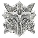 god in a cross with light and darkness tattoo design idea